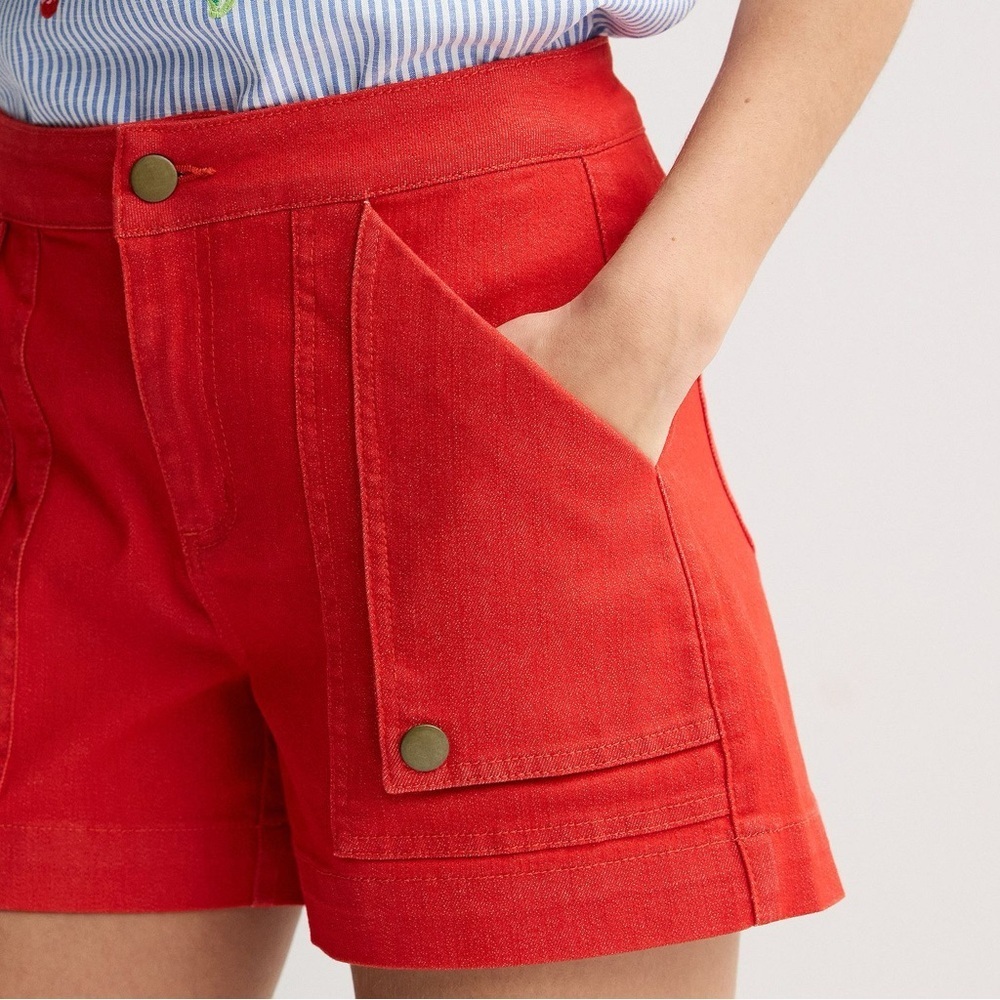 NWOT - Women's Draper James Flap Pocket Denim Shorts in Red - Size 12 - Picture 3 of 8